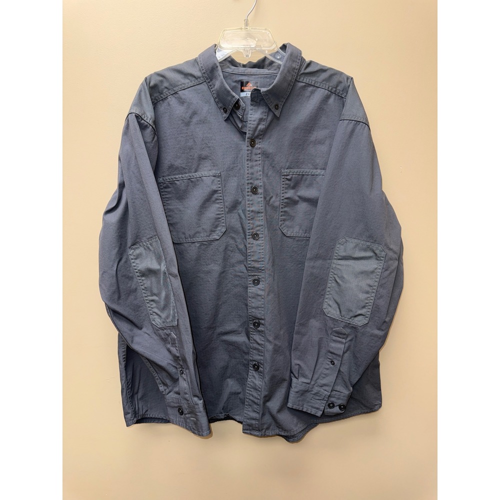 Ridgecut Toughwear Mens 2XL Grey Ripstop Long Sleeve Work Shirt Elbow Patches
